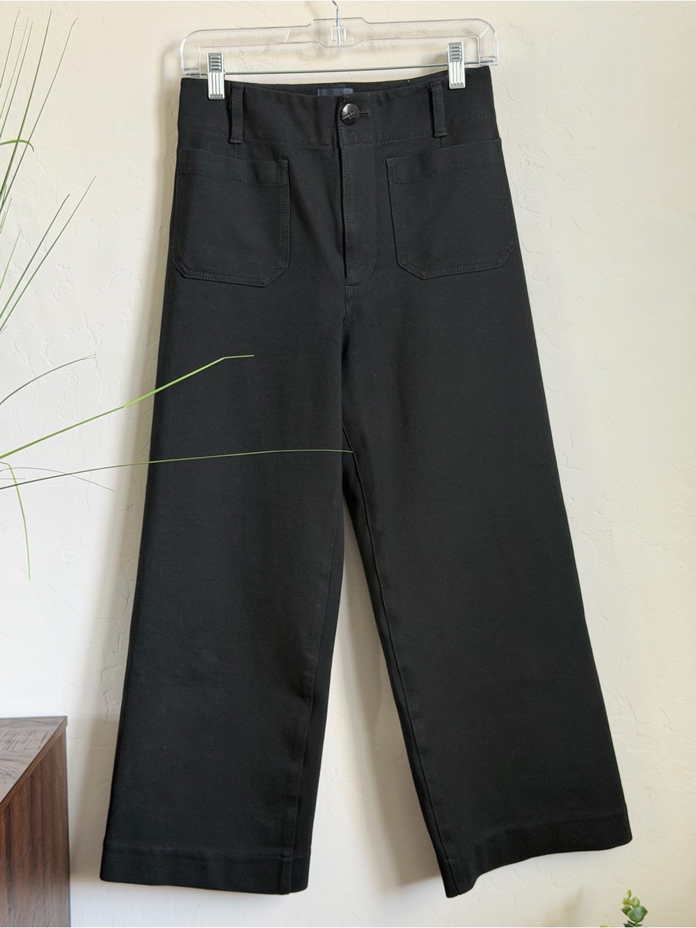 Maeve Anthropologie The Colette Black Wide Leg Crop Pants Size 27